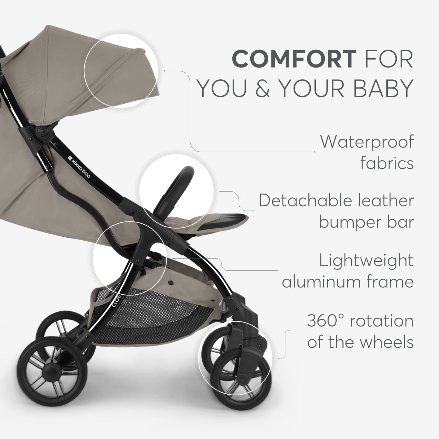 Kikkaboo Cloe Stroller (Beige)