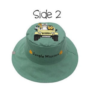 FlapjackKids Toddler/Kids UPF50 Reversible 3D Cotton Bucket Hat - Tiger/Safari