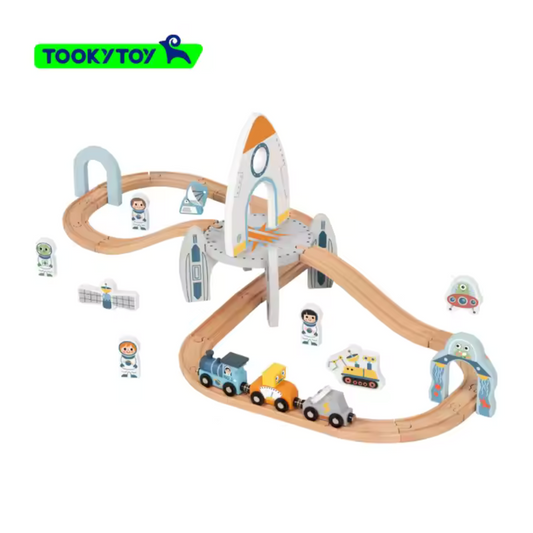 Tooky Toy Wooden Space Station Train Set